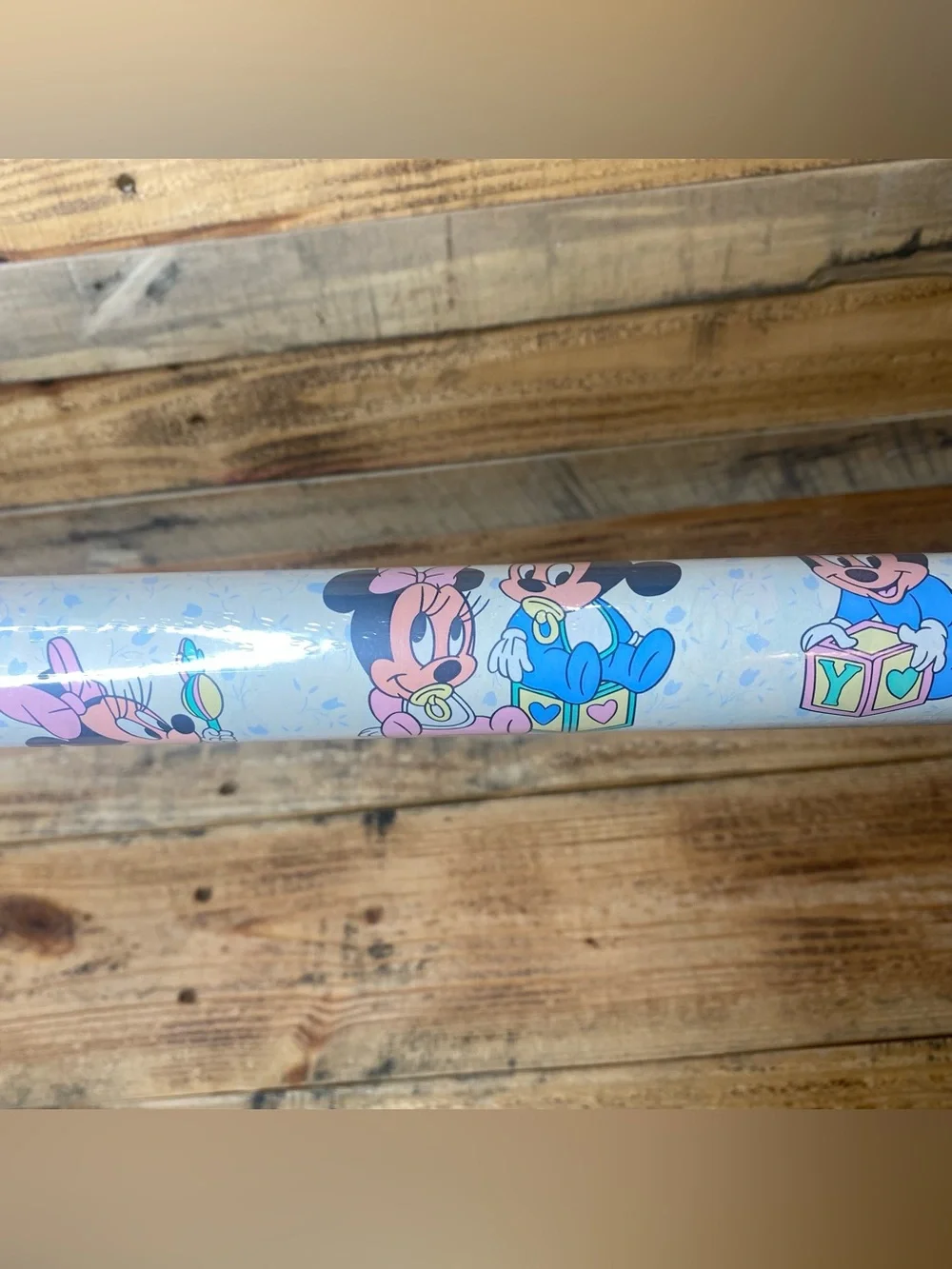 Vintage Gibson Greetings 1980 Walt Disney Baby Mickey Minnie Gift Wrapping Paper